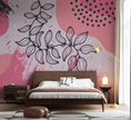 Boho Pembe Soyut Lekeler ve Yaprak Çizimi Duvar Kağıdı – uygulama görseli 5