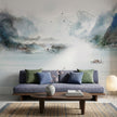 Turkuaz Sisli Dağlar ve Nehir Duvar Kağıdı – Suluboya