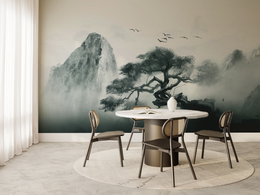 Bonsai Çam Ağacı ve Sisli Dağ Duvar Kağıdı – uygulama görseli 6