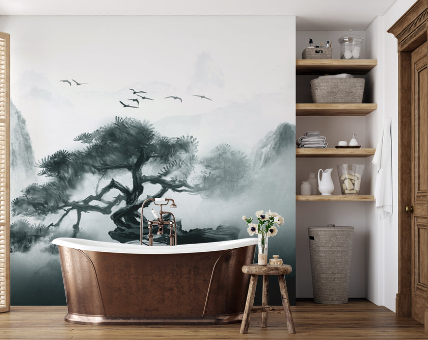 Bonsai Çam Ağacı ve Sisli Dağ Duvar Kağıdı – uygulama görseli 7