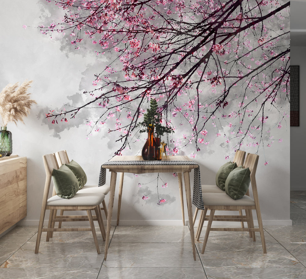 Pembe Sakura Ağacı Dalı Duvar Kağıdı – uygulama görseli 3
