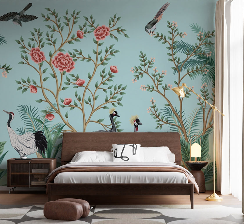 Turnalar ve Chinoiserie Bahçe Duvar Kağıdı – uygulama görseli 5