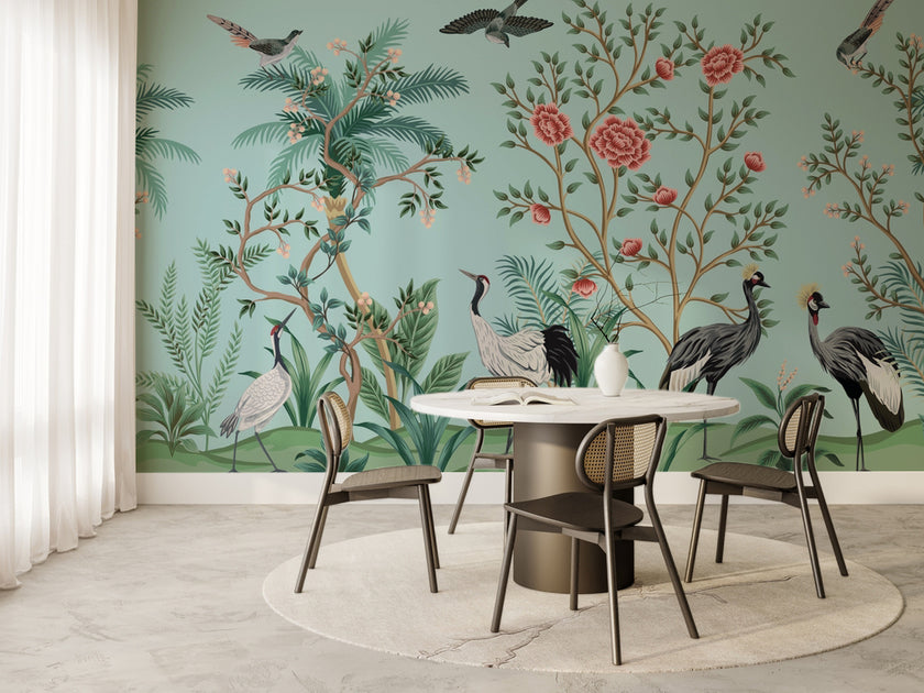 Turnalar ve Chinoiserie Bahçe Duvar Kağıdı – uygulama görseli 6