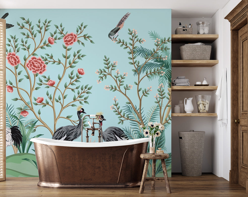 Turnalar ve Chinoiserie Bahçe Duvar Kağıdı – uygulama görseli 7