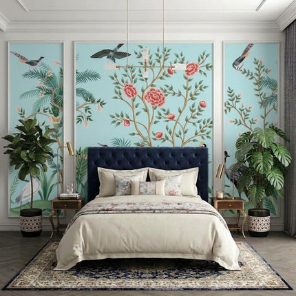 Turnalar ve Chinoiserie Bahçe Çıtalı Duvar Kağıdı Seti