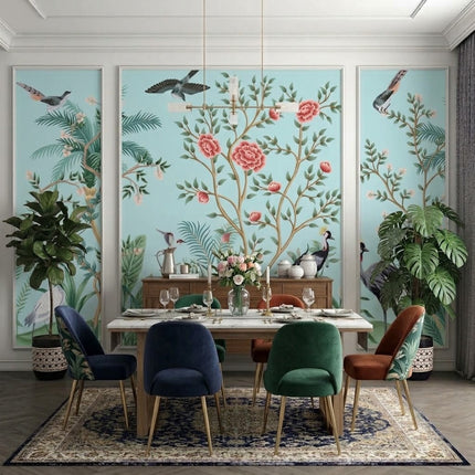 Turnalar ve Chinoiserie Bahçe Çıtalı Duvar Kağıdı Seti – uygulama görseli 2