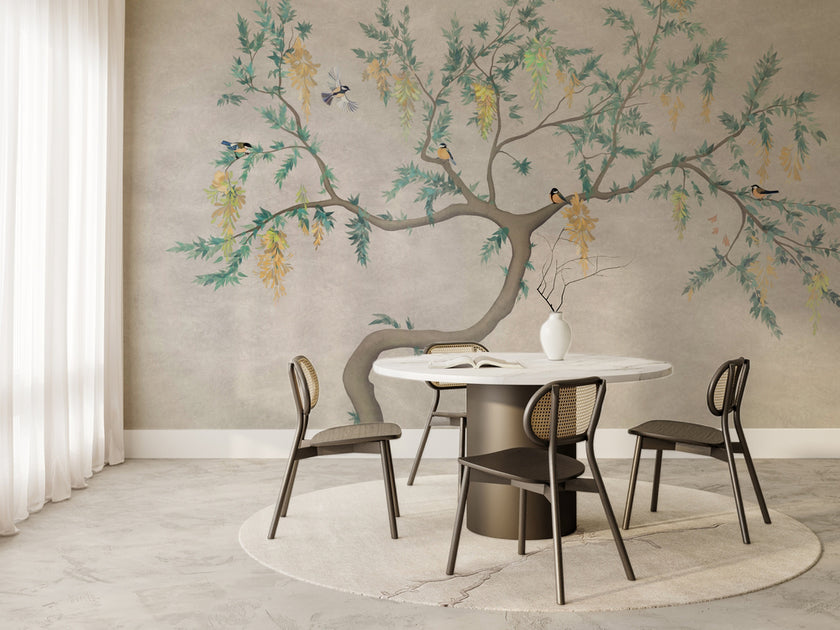 Chinoiserie Salkım Ağacı ve Kuşlar Duvar Kağıdı – uygulama görseli 6