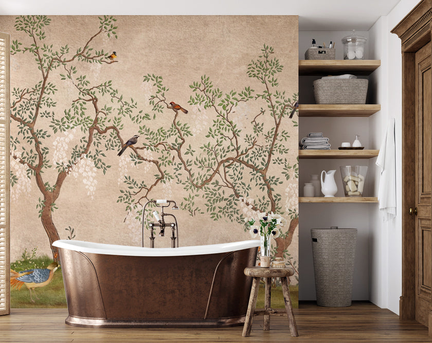 Chinoiserie Ağaç ve Kuşlar Duvar Kağıdı – uygulama görseli 7