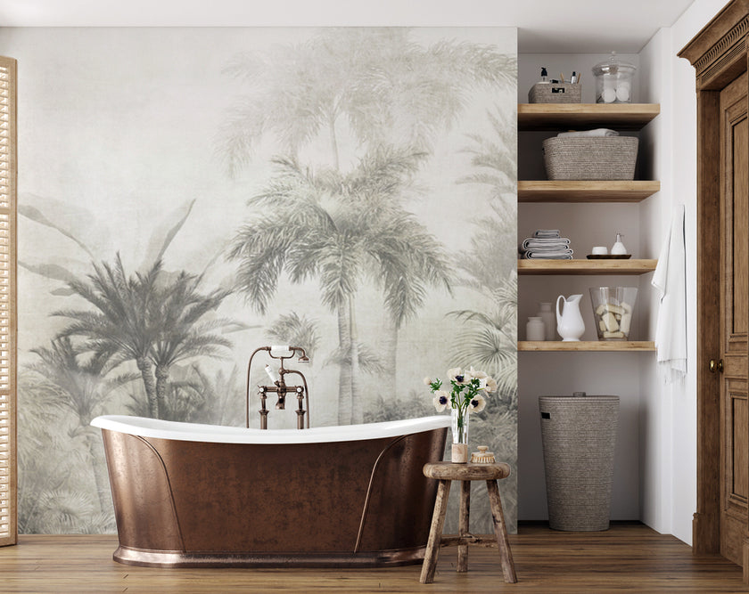 Bej Sisli Tropikal Orman Duvar Kağıdı – uygulama görseli 7