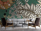 Art Nouveau Beyaz Çiçek Dalları Duvar Kağıdı – uygulama görseli 4