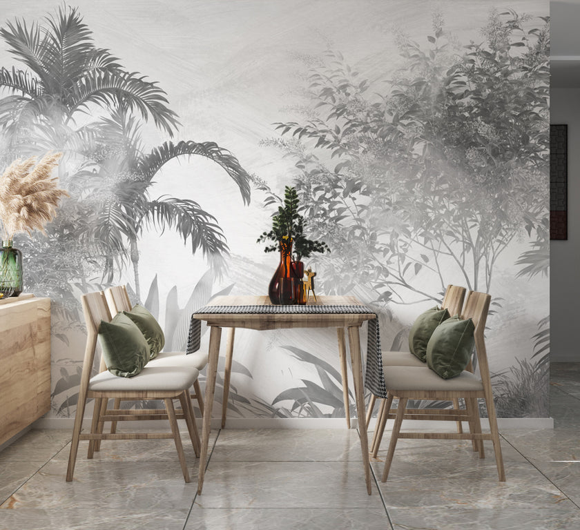 Gri Sisli Palmiyeler ve Ağaçlar Duvar Kağıdı – uygulama görseli 3
