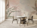 Pastel Pembe Mavi Tropikal Yapraklar Duvar Kağıdı – uygulama görseli 6