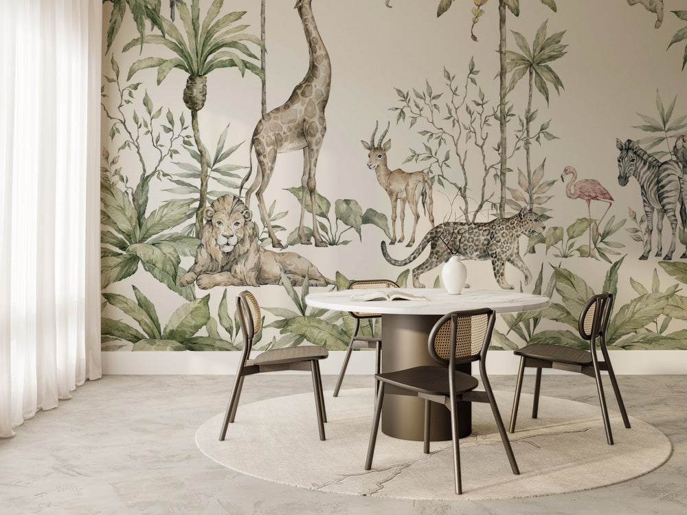 Zürafa, Zebra ve Maymunlar Safari Ormanı Duvar Kağıdı – uygulama görseli 6