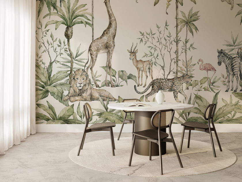 Zürafa, Zebra ve Maymunlar Safari Ormanı Duvar Kağıdı – uygulama görseli 6