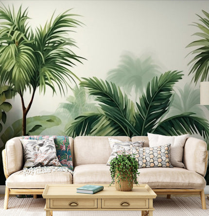 Yoğun Yeşil Palmiyeler ve Tropikal Bitkiler Duvar Kağıdı – uygulama görseli 2