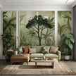 Vintage Tropikal Orman ve Çam Ağacı Çıtalı Duvar Kağıdı Seti – uygulama görseli 2