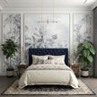 Siyah Beyaz Gravür Yoğun Tropikal Orman Çıtalı Duvar Kağıdı Seti