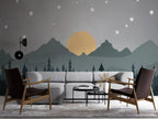 Minimal Çam Ormanı, Dağlar ve Yıldızlı Gece Duvar Kağıdı – uygulama görseli 4