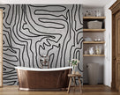 Siyah Beyaz Organik Çizgiler Labirent Duvar Kağıdı – uygulama görseli 7