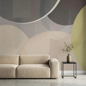 Pastel Geometrik Daireler Duvar Kağıdı – Gri ve Yeşil