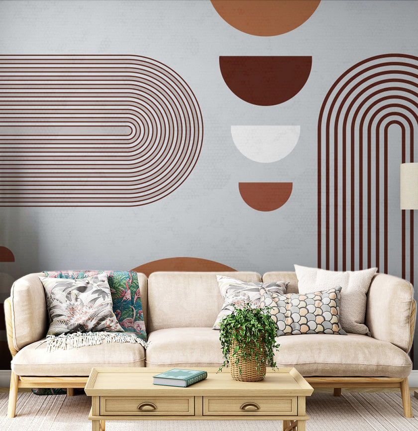 Boho Kiremit Kemerler ve Yarım Daireler Duvar Kağıdı – uygulama görseli 2