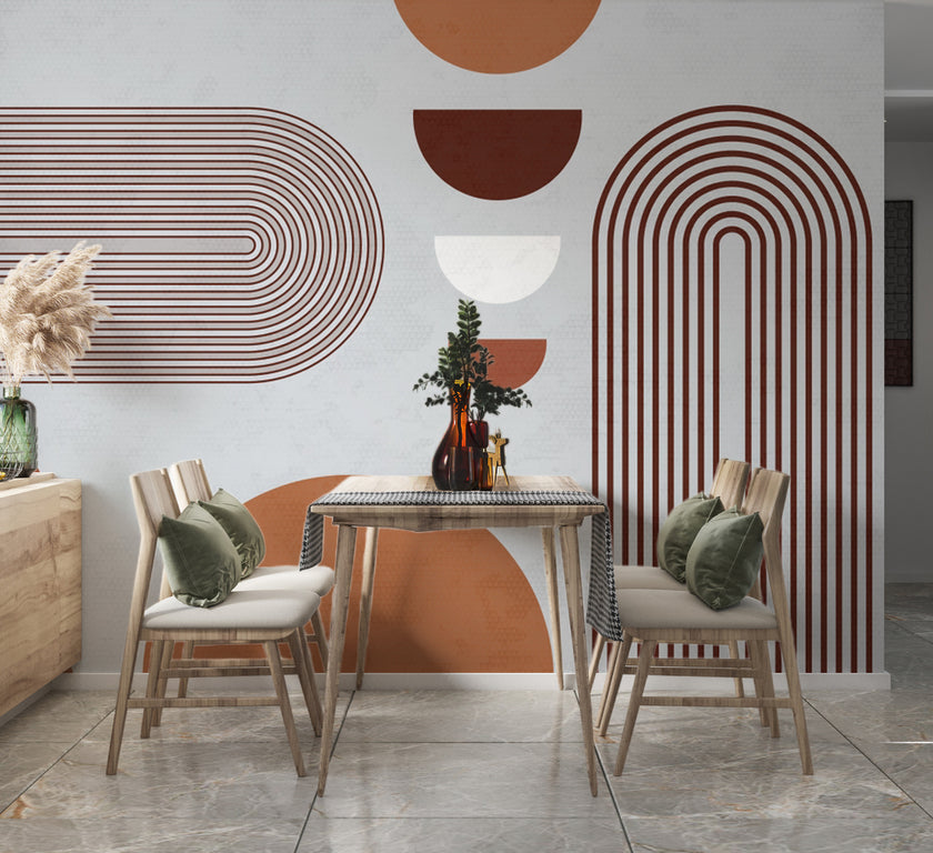 Boho Kiremit Kemerler ve Yarım Daireler Duvar Kağıdı – uygulama görseli 3