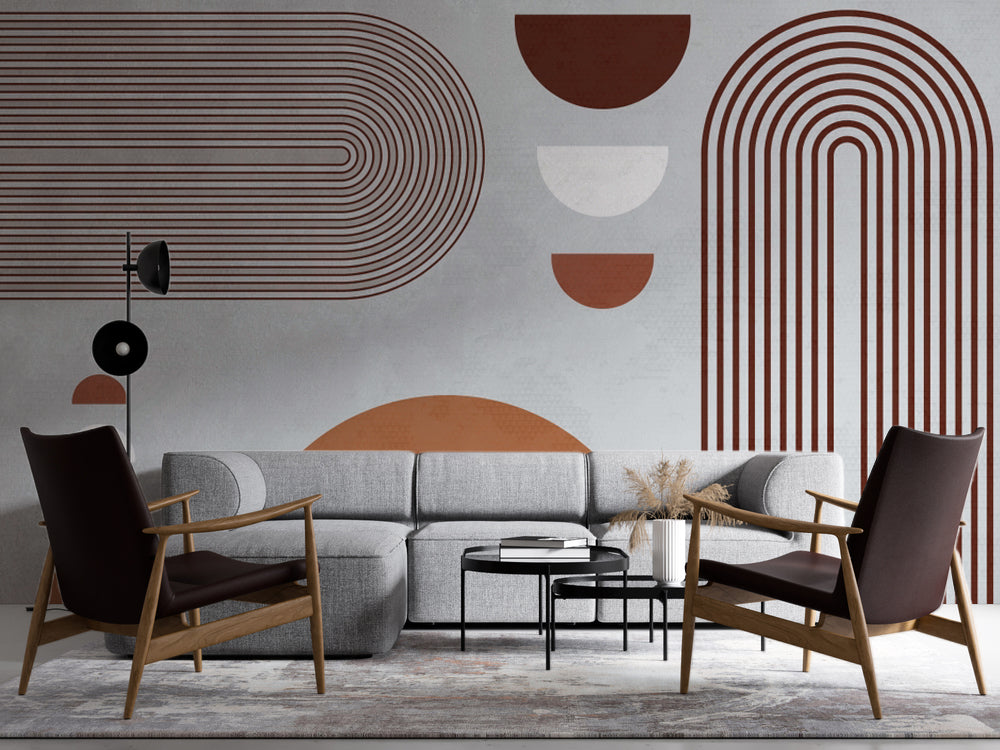 Boho Kiremit Kemerler ve Yarım Daireler Duvar Kağıdı – uygulama görseli 4