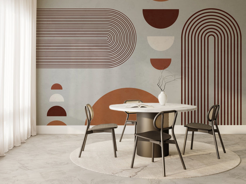 Boho Kiremit Kemerler ve Yarım Daireler Duvar Kağıdı – uygulama görseli 6