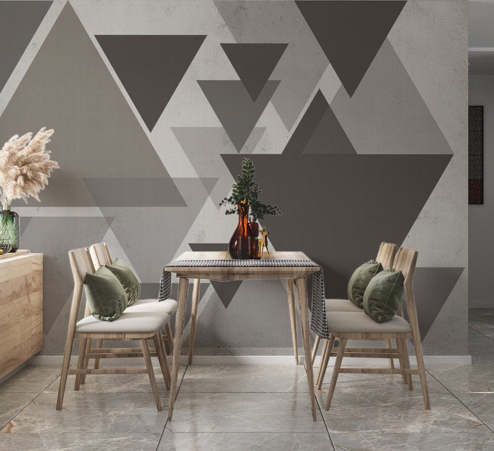 Gri Geometrik Üçgenler Duvar Kağıdı – uygulama görseli 3