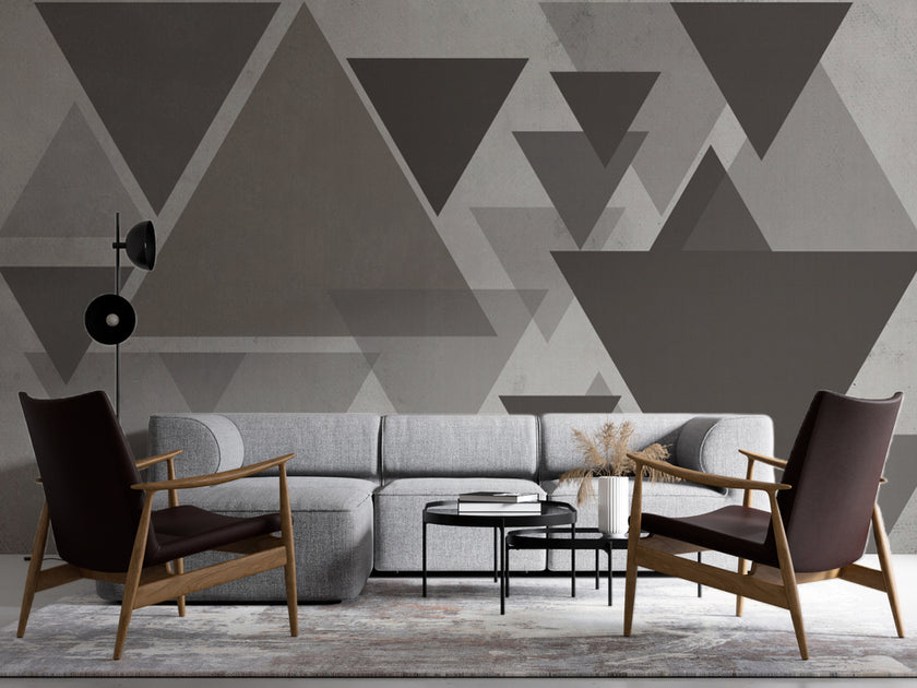 Gri Geometrik Üçgenler Duvar Kağıdı – uygulama görseli 4
