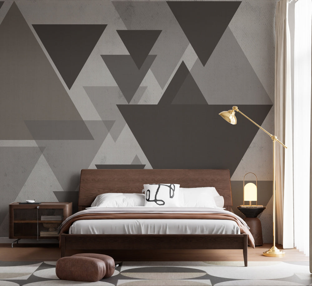 Gri Geometrik Üçgenler Duvar Kağıdı – uygulama görseli 5