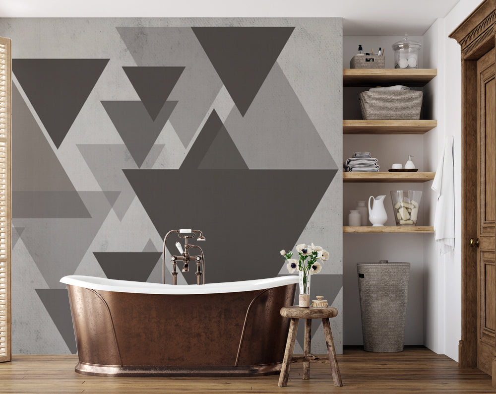 Gri Geometrik Üçgenler Duvar Kağıdı – uygulama görseli 7