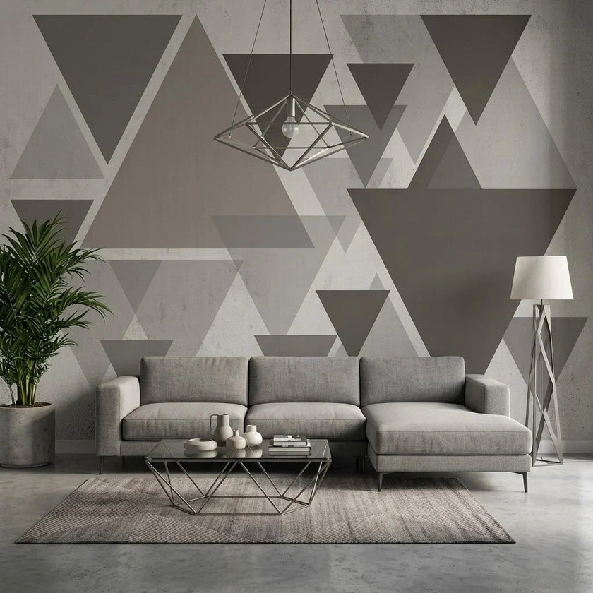 Gri Geometrik Üçgenler Duvar Kağıdı