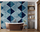 Lacivert ve Mavi Geometrik Üçgenler Duvar Kağıdı – uygulama görseli 7