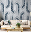 Mavi Gri Modern Geometrik Desenli Duvar Kağıdı – uygulama görseli 2