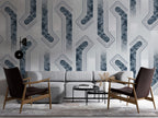 Mavi Gri Modern Geometrik Desenli Duvar Kağıdı – uygulama görseli 4