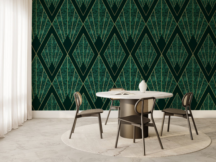 Art Deco Altın Baklava Desenli Duvar Kağıdı – uygulama görseli 6