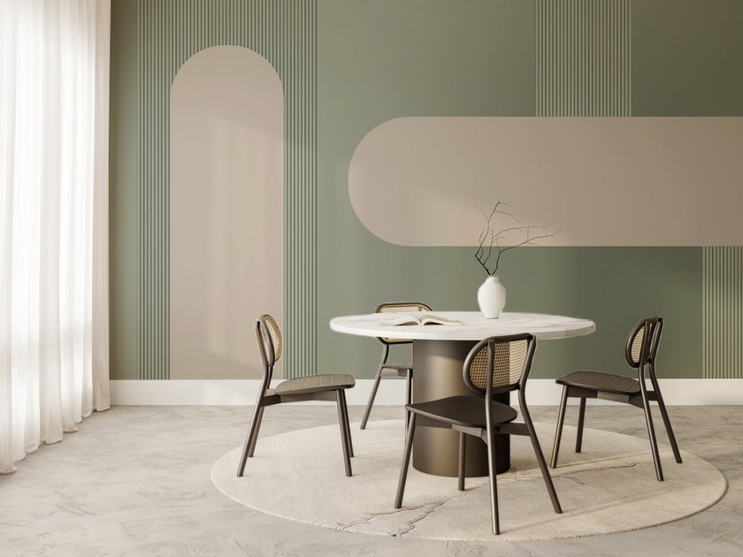 Mint Yeşili Minimal Kemer ve Çizgili Panel Duvar Kağıdı – uygulama görseli 6