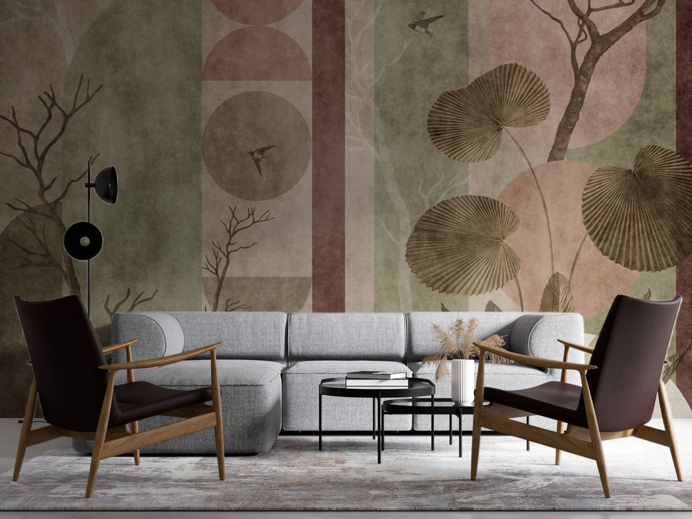 Boho Paneller, Ağaç ve Yapraklar Duvar Kağıdı – uygulama görseli 4