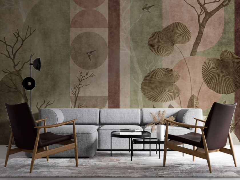 Boho Paneller, Ağaç ve Yapraklar Duvar Kağıdı – uygulama görseli 4