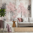 Kiraz Çiçeği Ağaçları Soyut Sakura Soft Pembe Pastel Bej Duvar Kağıdı