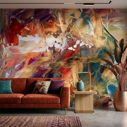 Soyut Canlı Modern Renk Patlaması Sanat Kırmızı Turuncu Mavi Duvar Kağıdı