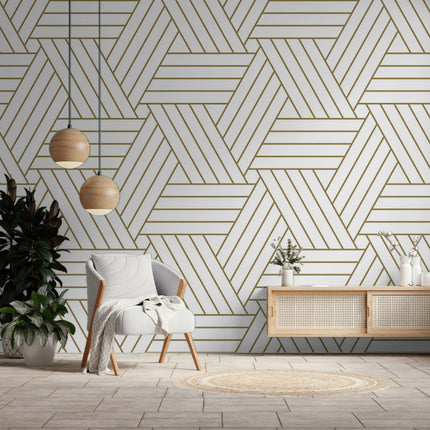 Zarif Bej Örgü Geometrik Desen Modern Minimalist Altıgen Bej Duvar Kağıdı
