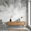 Modern Gri Geometrik Üçgen Mozaik Desen Minimalist Tasarım Gri Duvar Kağıdı
