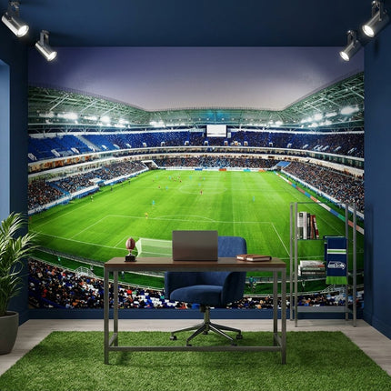 Epik Gece Futbol Stadyumu Dolu Tribün Yeşil Duvar Kağıdı