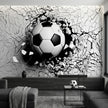 Epik Çatlak Futbol Topu Patlaması Kırık Duvar 3D Gri Duvar Kağıdı