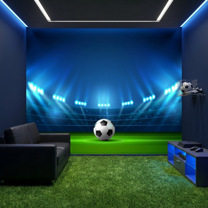 Futbol Topu Stadyum Işıkları Altında Lacivert Yeşil Duvar Kağıdı
