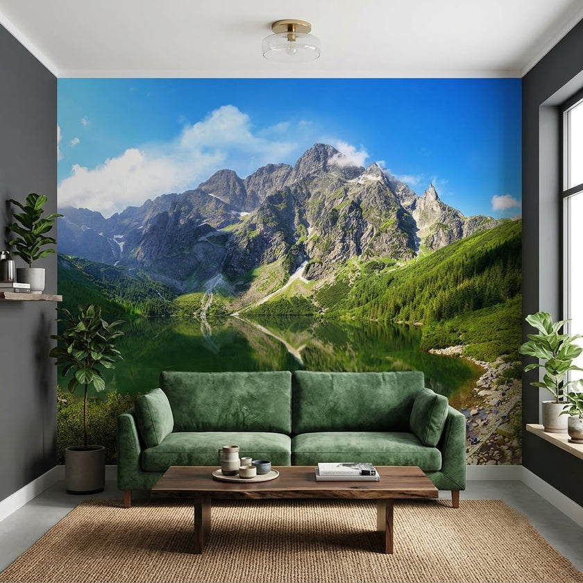 Muhteşem Göl Ayna Yansıması Epik Tatra Dağları Panoraması Yeşil Mavi Duvar Kağıdı