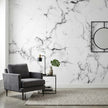 Lüks Beyaz Mermer Görünüm Damarlı Taş Dokusu Minimalist Gri Duvar Kağıdı