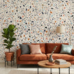 Çok Renkli Terrazzo Taş Deseni Retro Benekli Pastel Toprak Tonları Duvar Kağıdı